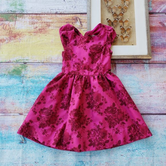Ted Baker Girls Fancy Pink Floral Flared Dress 10 - Picture 2 of 9